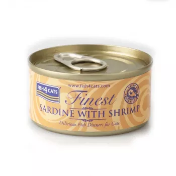 Comida húmida para gatos FISH4DOGS Sardinha com Camarão 70 g — alimento completo em lata para gatos adultos, sabor a peixe