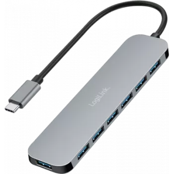 Hub USB-C LogiLink, 7 portas, USB 3.2 Gen 1, 7x USB-A alumínio (UA0457)