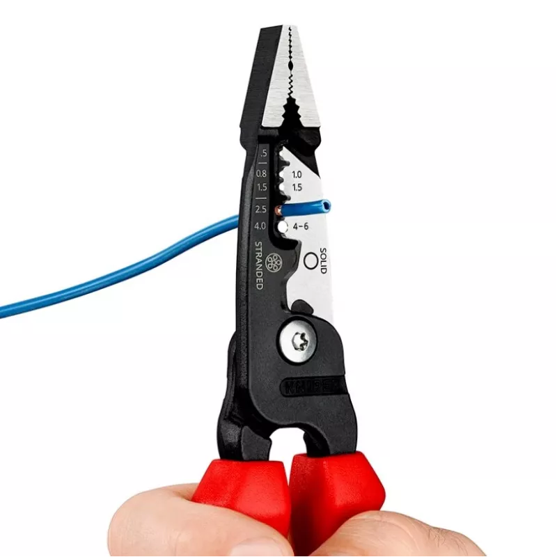 Knipex 13 72 200 ME alicate de descarnar preto, azul, vermelho, aço inoxidável