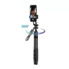 Bastão de selfie com tripé Crong CRGSGU1BLK alumínio Bluetooth com pernas dobráveis e suporte para telemóvel