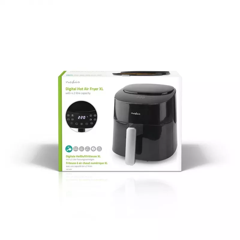 Fritadeira de ar quente Nedis KAAF160BK, cesto único, 4,2 L, 1300 W, preto