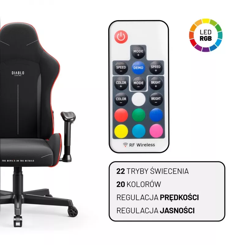 Cadeira de gaming Diablo X-Starter preta LED — cadeira de gaming Diablo X-Starter com iluminação LED integrada