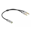 Delock - Adaptador para headset - mini-phone estéreo 3,5 mm 4 polos fêmea para ficha mini-jack estéreo macho - 27cm - preto (66740)