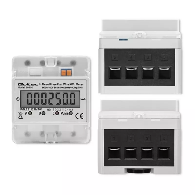 Contador de energia eletrónico trifásico QOLTEC 50900 400V LCD 4P