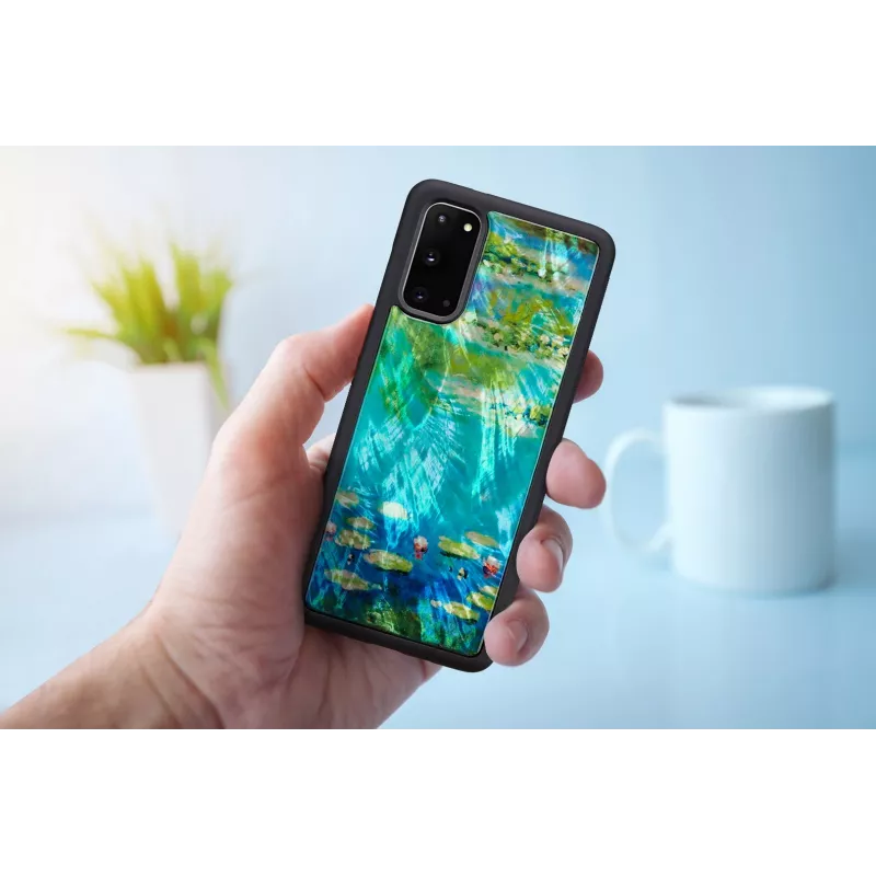 Capa de proteção iKins para Samsung Galaxy S20 — design preto Water Lilies