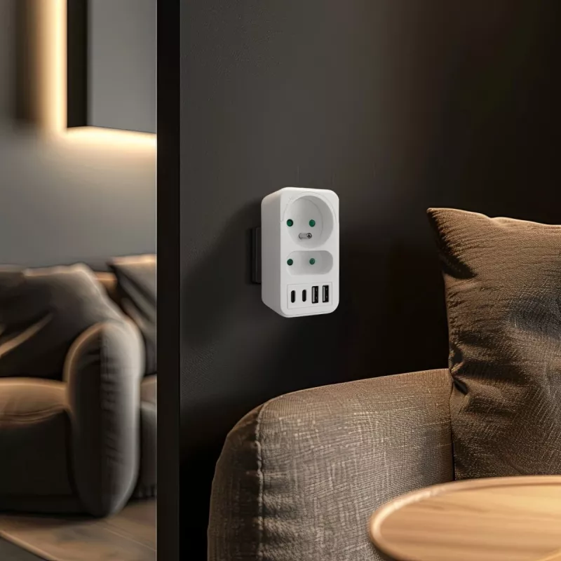 Power Splitter MACLEAN MCE249 F/W – 2 tomadas de rede (16A + 6A) e 4x USB (2x A, 2x C PD 20W)