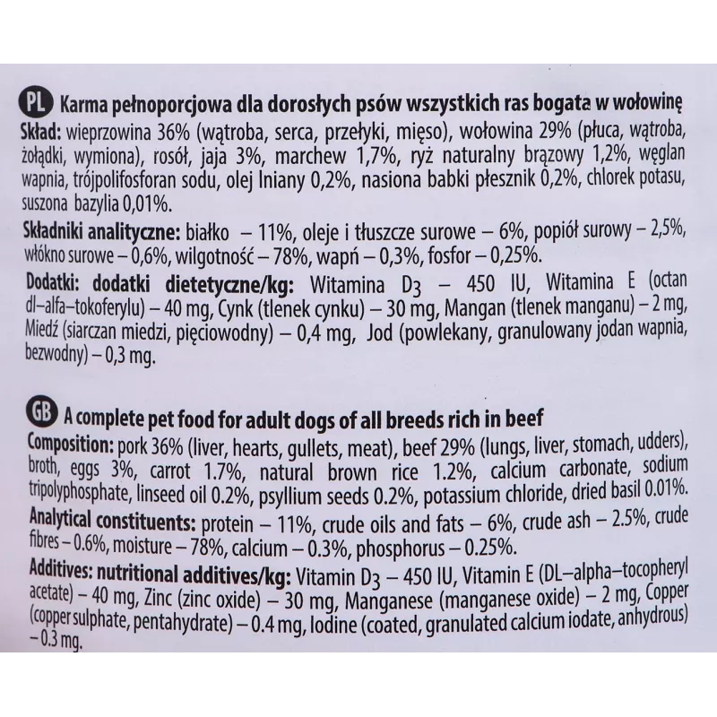 Dolina Noteci Premium comida húmida para cães com vaca, 400 g