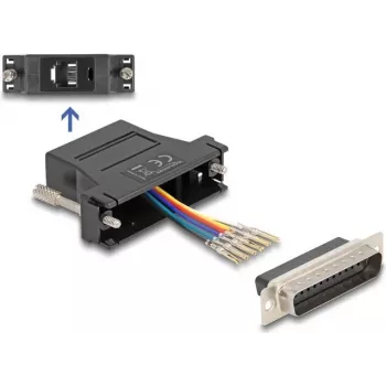DeLOCK D-Sub 25 pinos macho para RJ12 fêmea kit de montagem preto