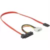 Delock - Cabo SATA/SAS - SAS 12Gbit/s - Alimentação interna, 4 pinos, SAS interno, 29 pinos (SFF-8482) para SATA (M) - 50 cm