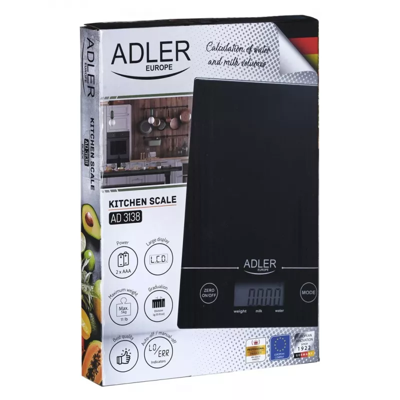 Adler AD 3138 b Balança de cozinha mecânica Preto Tampo Retangular