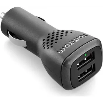 TomTom Carregador Duplo de Alta Velocidade – Fonte de alimentação para automóvel – 2,4 A – 2 portas de saída (USB) – para GO 5200, 620, 6200, GO Professional 520, 620, 62XX, RIDER 410, 42, 450, 500, 550, VIA 53