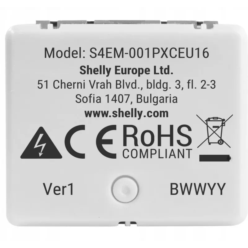 Relé inteligente Shelly Relay EM Mini Gen4 1 canal Wi‑Fi Matter Zigbee Bluetooth 8A, 110–240V, contador de energia