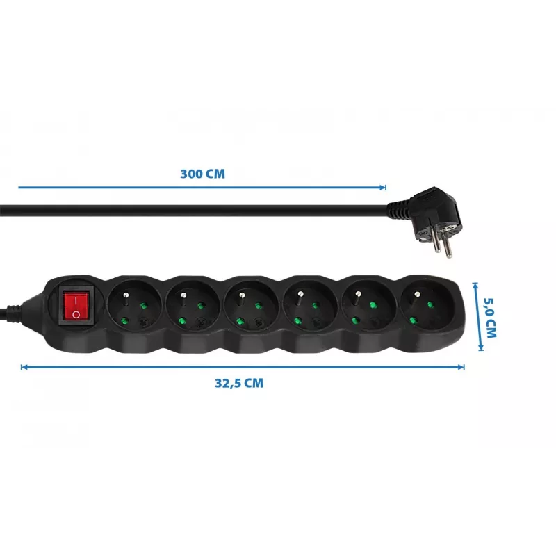 Extensão de energia Esperanza ELK218K 3 m 6 tomada(s) AC interior preto