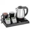 Adler AD 1354 chaleira de hotel em aço inoxidável 1,2 L + tabuleiro com chávenas preto, aço