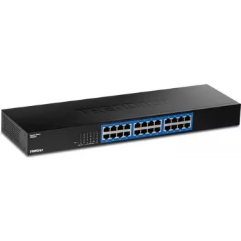 TRENDnet switch Gigabit de 24 portas, TEG-S25, 24 portas Gigabit RJ-45, capacidade de comutação de 48 Gbit/s, design sem ventoinha, caixa metálica, fonte de alimentação interna