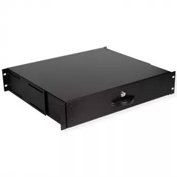 Gaveta com fechadura para montagem em rack ROLINE 19 polegadas 2U, plástico ABS, 2U