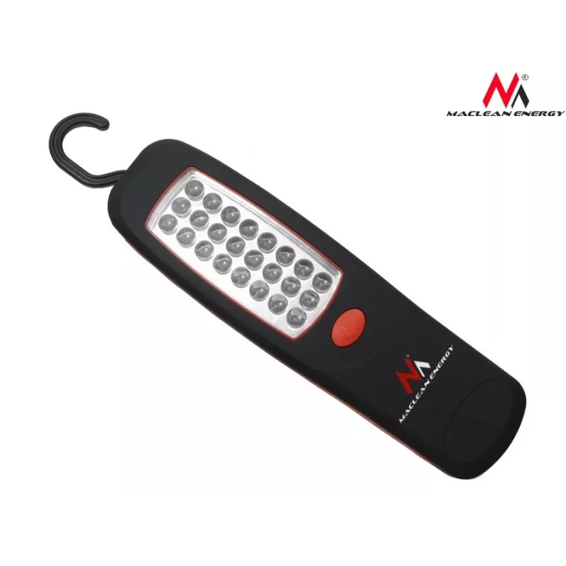 Lanterna de oficina MACLEAN MCE03 — 24 LEDs, base magnética e gancho, a pilhas (3×AAA)