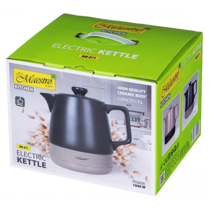 Maestro MR-071 chaleira elétrica, de cerâmica, 1 l, preta