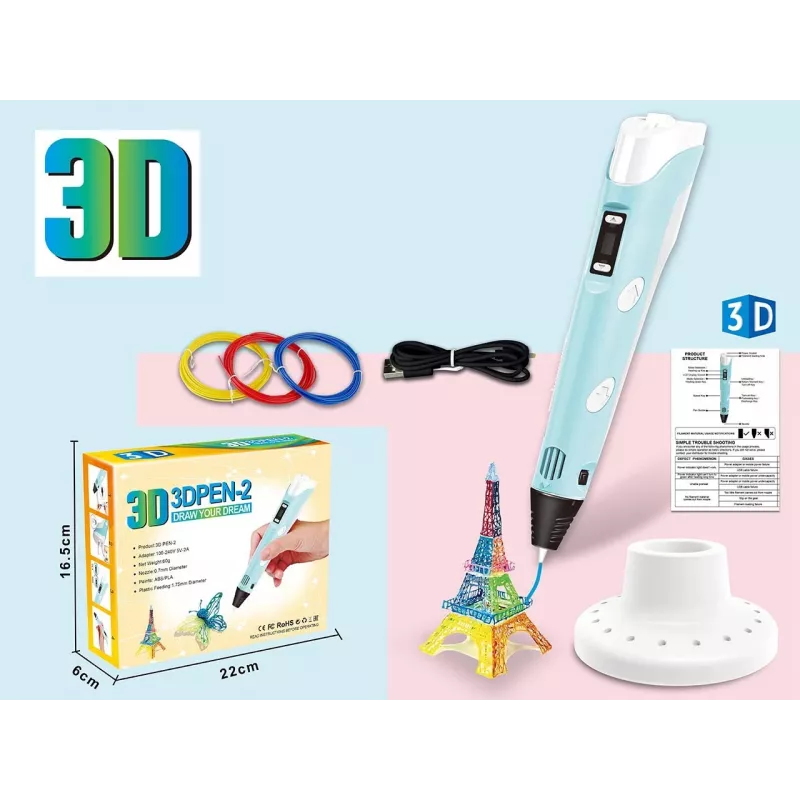 Caneta 3D, conjunto de filamento com cabo de alimentação USB