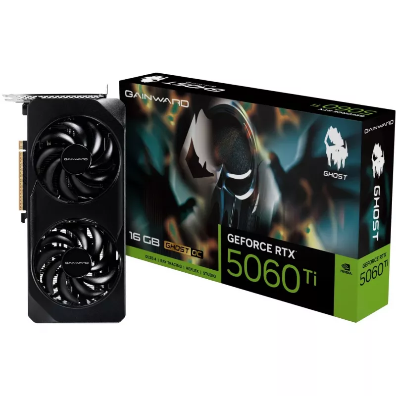 Placa gráfica GAINWARD GeForce RTX 5060 Ti Ghost OC — NVIDIA GeForce RTX 5060 Ti, 16 GB GDDR7, 128-bit, PCIe 5.0