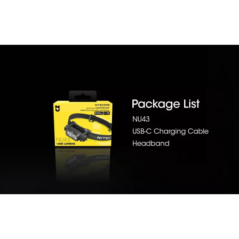 Lanterna de cabeça Nitecore NU43 1400 lúmenes compacta leve