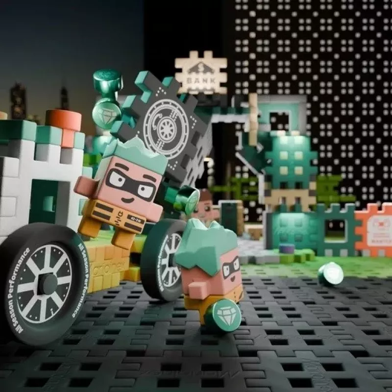 Blocos de construção MARIOINEX Mini Waffle City Assalto ao Banco, 148 peças
