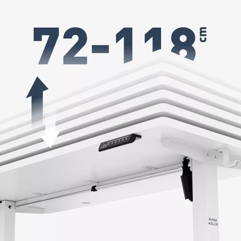 Secretária mark adler Leader 7.3 branca — estação de trabalho ergonómica de altura ajustável