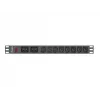 Unidade de distribuição de energia para rack LANBERG PDU-02I1908I-0200-C20-BK — 1U, 10×C13, 16A, cabo de 2 m, 19 polegadas