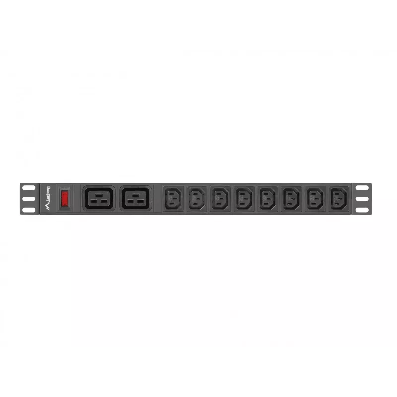 Unidade de distribuição de energia para rack LANBERG PDU-02I1908I-0200-C20-BK — 1U, 10×C13, 16A, cabo de 2 m, 19 polegadas
