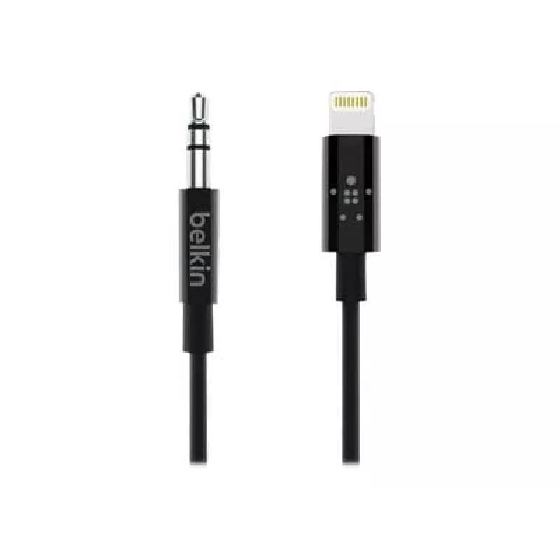 Cabo Belkin Lightning para jack de auscultadores - Lightning macho para ficha mini jack estéreo macho - 91,4 cm - Preto - para Apple iPhone (Lig