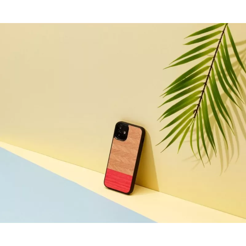 Capa protetora para telemóvel Man and Wood para iPhone 12 mini – padrão espinha de peixe azalea preto