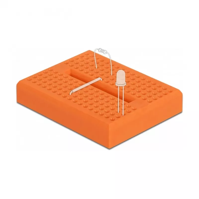 Breadboard DELOCK 18319, placa de prototipagem de plástico, laranja, 36×46×10 mm