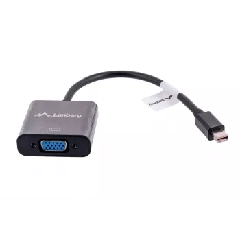 Cabo adaptador VGA (D-Sub) para Mini DisplayPort LANBERG AD-0006-BK, 0,2 m, DisplayPort 1.2, 1920×1200@60Hz, conector fêmea MiniDP, preto