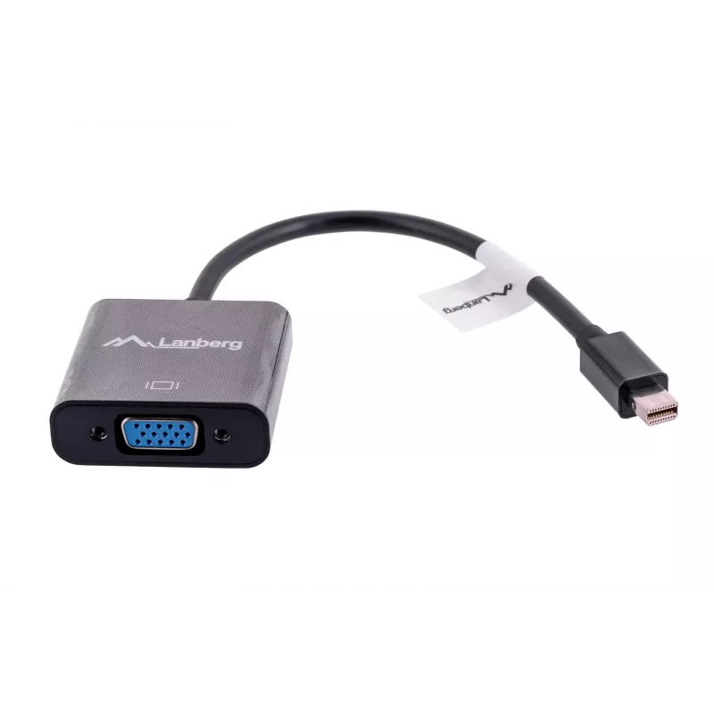 Cabo adaptador VGA (D-Sub) para Mini DisplayPort LANBERG AD-0006-BK, 0,2 m, DisplayPort 1.2, 1920×1200@60Hz, conector fêmea MiniDP, preto