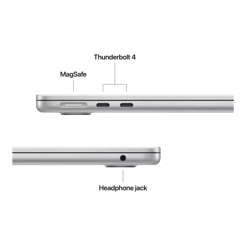 Apple MacBook Air 13 (2025), 16 GB, 512 GB, M4 (10-CPU/10-GPU), prateado, fonte de alimentação 35W Dual USB-C Port, alemão, MW0X3D/A
