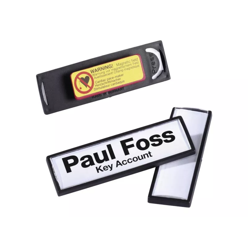 Durable CLIP-CARD - Placa de Nome - para 17 x 67 mm - Magnético - Preto (Pack de 25)