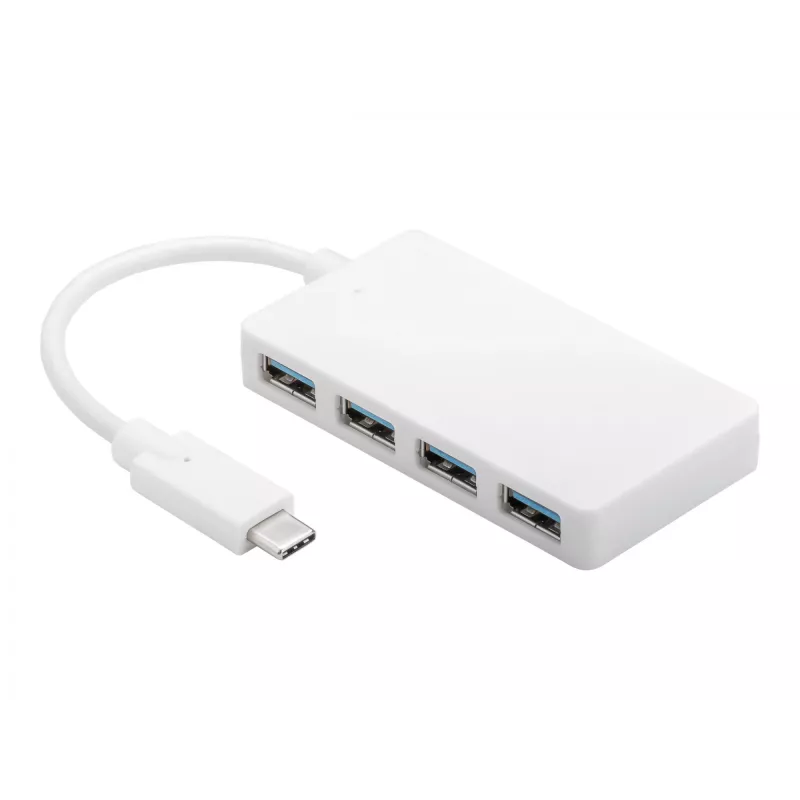 Wentronic Goobay Adaptador multiporto USB-C™ 4x, branco - ligação simultânea de 4x conector fêmea USB 3.0 A a ficha USB-C™ (66274)