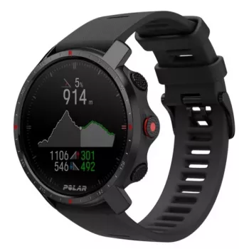 Polar Grit X Pro - Titânio - Relógio desportivo com pulseira - couro perfurado - cinzento - Tamanho da pulseira: M/L - Ecrã 3cm (1,2 polegadas) - Bluetooth - 41 g (90085777)