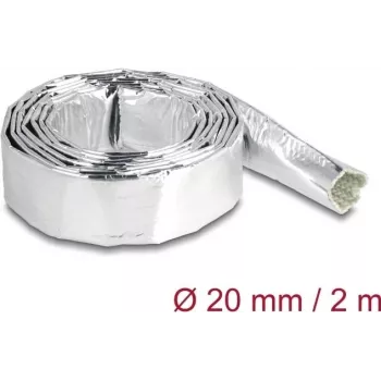Tubo de proteção de cabo DeLOCK 19004 Fibra ótica Alumínio 2 m x 20 mm Prateado