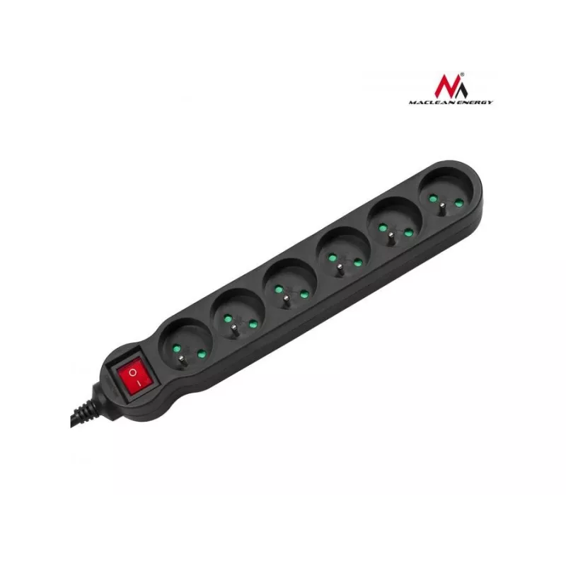 Extensão elétrica Maclean MCE188 5m 6 tomadas interior preto