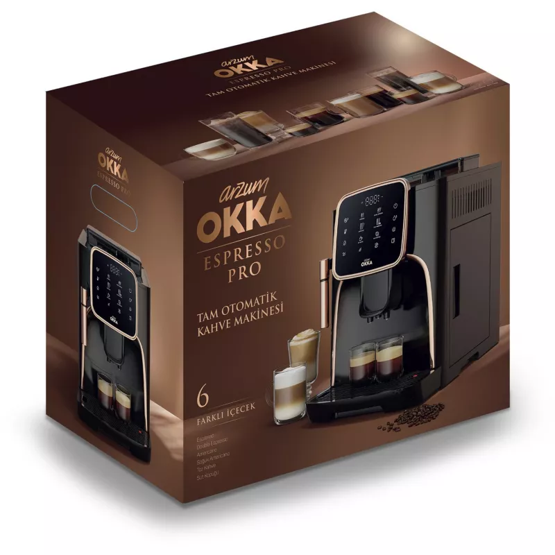 Okka Espresso Pro, Máquina automática preta/bronze, 1450 Watt