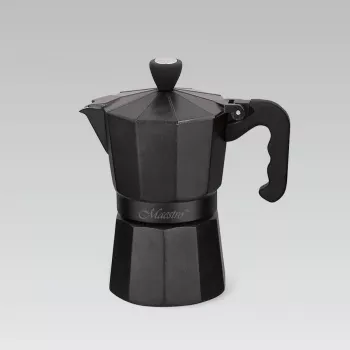 Cafeteira moka Maestro MR-1666-3-Preto, máquina de café manual em alumínio para 3 chávenas, 150 ml, preto