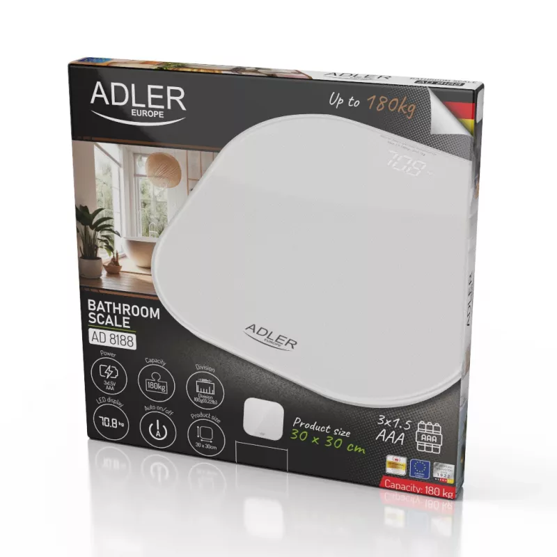 Balança de pessoa Adler | AD 8188 | Capacidade máxima 180 kg | precisão 100 g | branco
