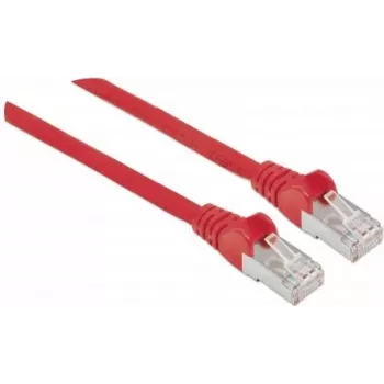Cabo de rede Intellinet, Cat5e, 5 m, vermelho, CCA, SF/UTP, PVC, RJ45, contactos banhados a ouro, sem patilha, proteção anti-dobra, garantia vitalícia