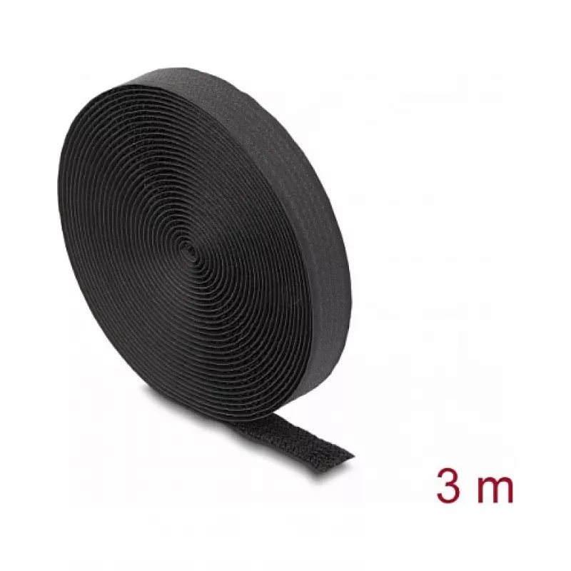 Fita de velcro DeLOCK 3 m x 20 mm preto nylon