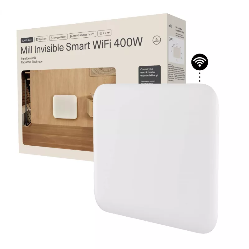 Aquecedor de painel Mill PA400WIFI4 400W adequado para 4-6 m² branco IPX4