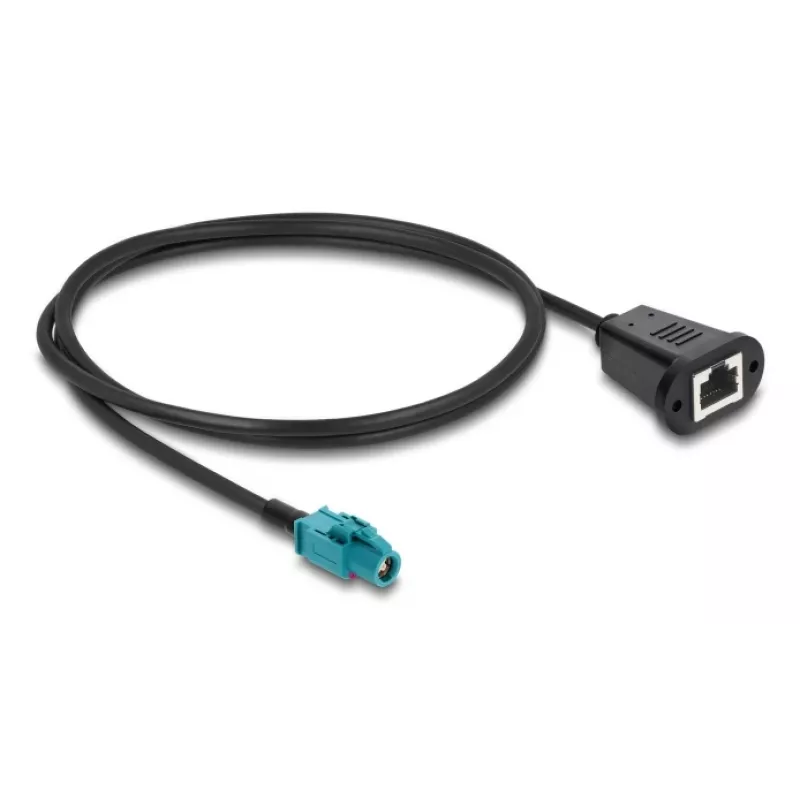 Cabo coaxial DELOCK 90700 – 1 m, HSD Z para RJ-45, preto/azul