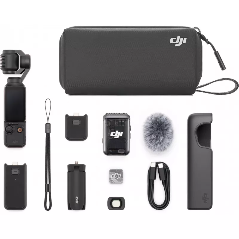 DJI Osmo Pocket 3 Creator Combo – 1 câmara gimbal CMOS, 4K/120fps, 2 ecrãs táteis OLED
