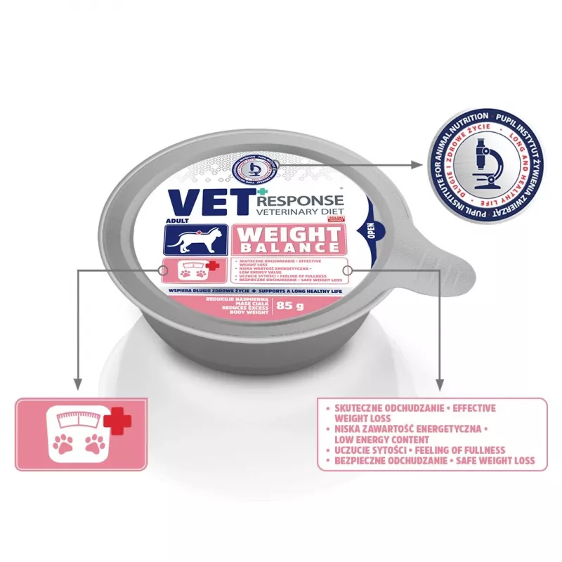 VET RESPONSE Equilíbrio de peso - Comida húmida para gatos - 85g