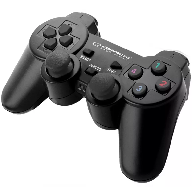 Comando de jogos Esperanza EGG108K preto USB 2.0 gamepad analógico / digital PC, Playstation 3